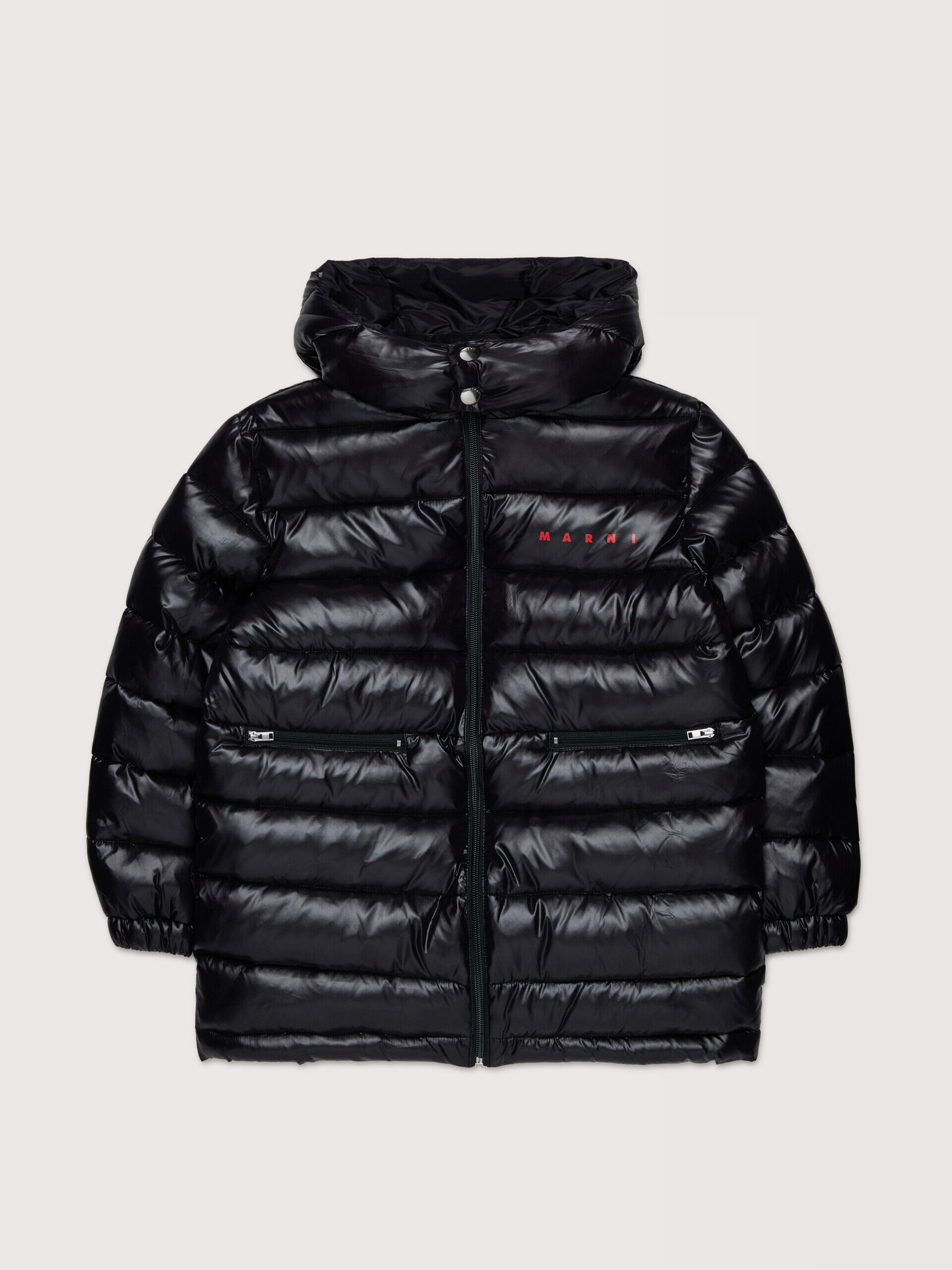 Marni Kid Unisex Bambino Nero Cappotto Imbottito In Nylon Con Tasche Zip