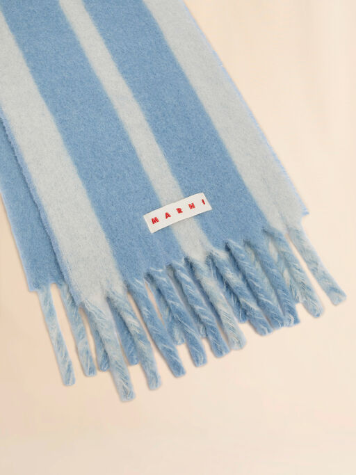 Blue striped alpaca scarf - Scarves