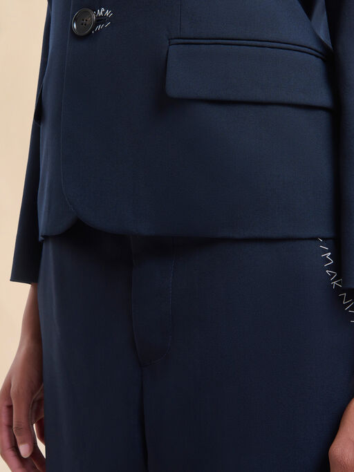 Giacca Baby in fresco di lana blu scuro con ricamo Marni Mending - Giacche