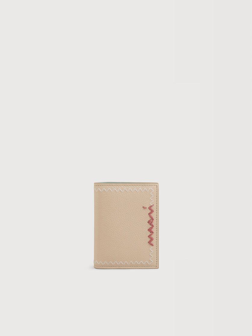 Beige bi-fold wallet with Marni Symbol embroidery, Image 1