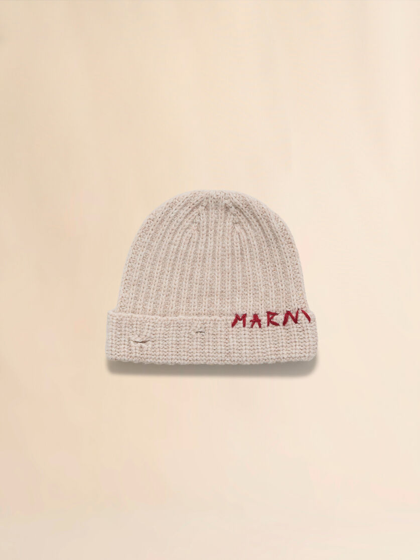 Blue Shetland wool beanie with Marni Mending - Hats - Image 1
