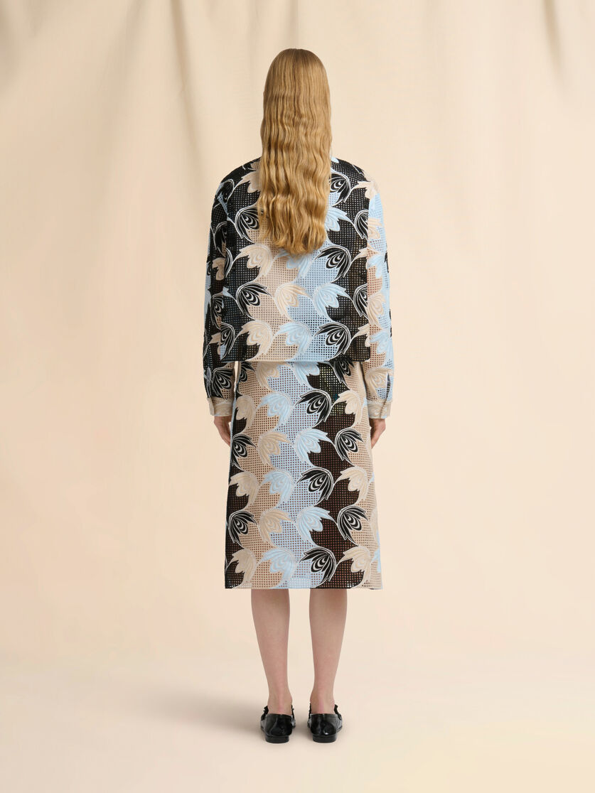 Blue and black broderie anglaise floral shirt, Image 3