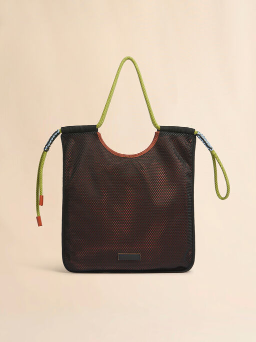 ブラウン＆ブラック ナイロン製 Modulus トートバッグ - ショッピングバッグ