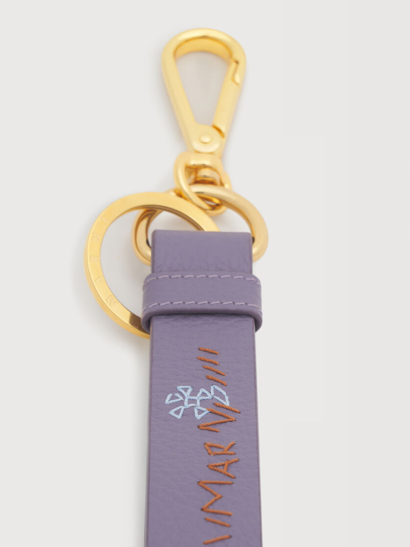 Purple leather keyring with Marni Mending, Image 2