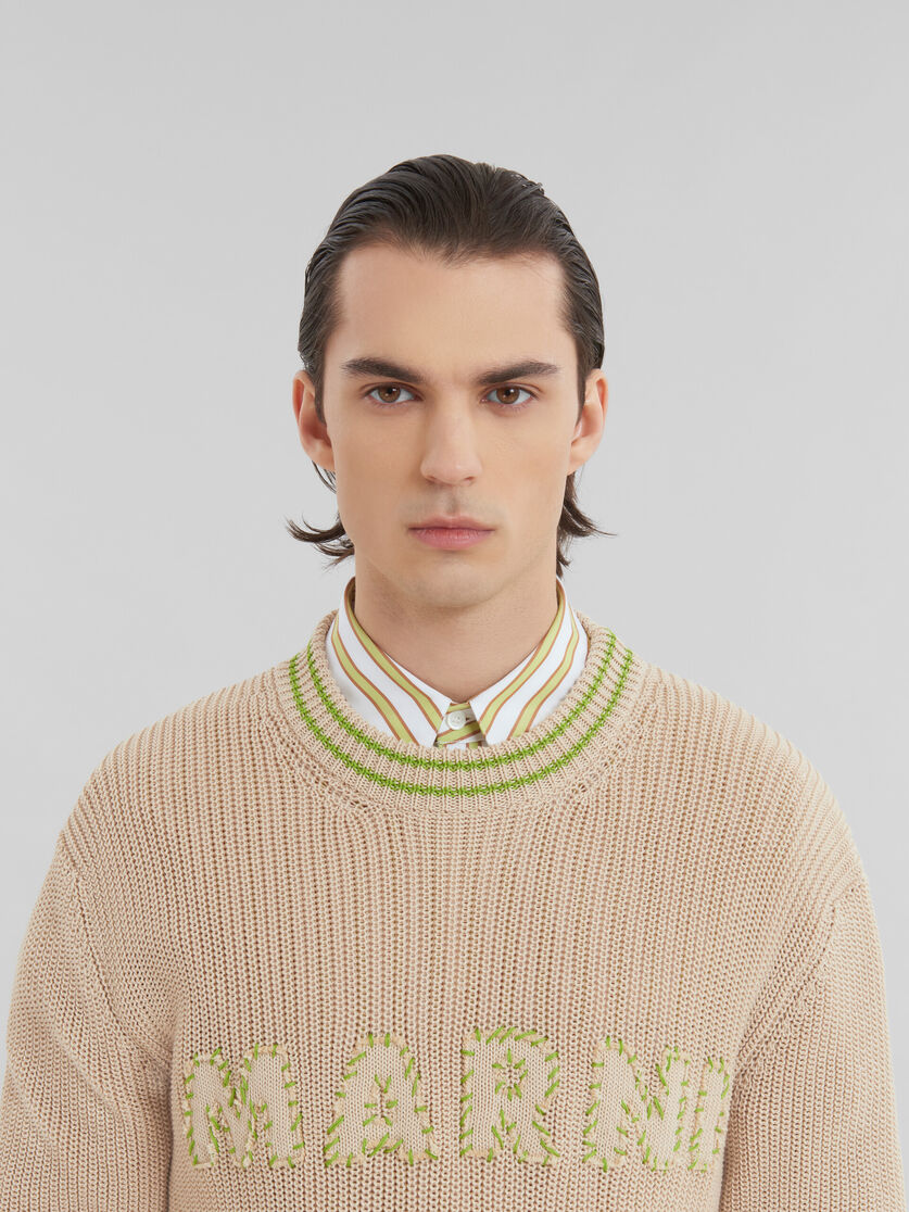 Beige cotton jumper with Marni patches | Marni