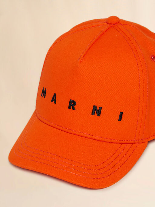 Orange cotton baseball cap with embroidered logo - Caps
