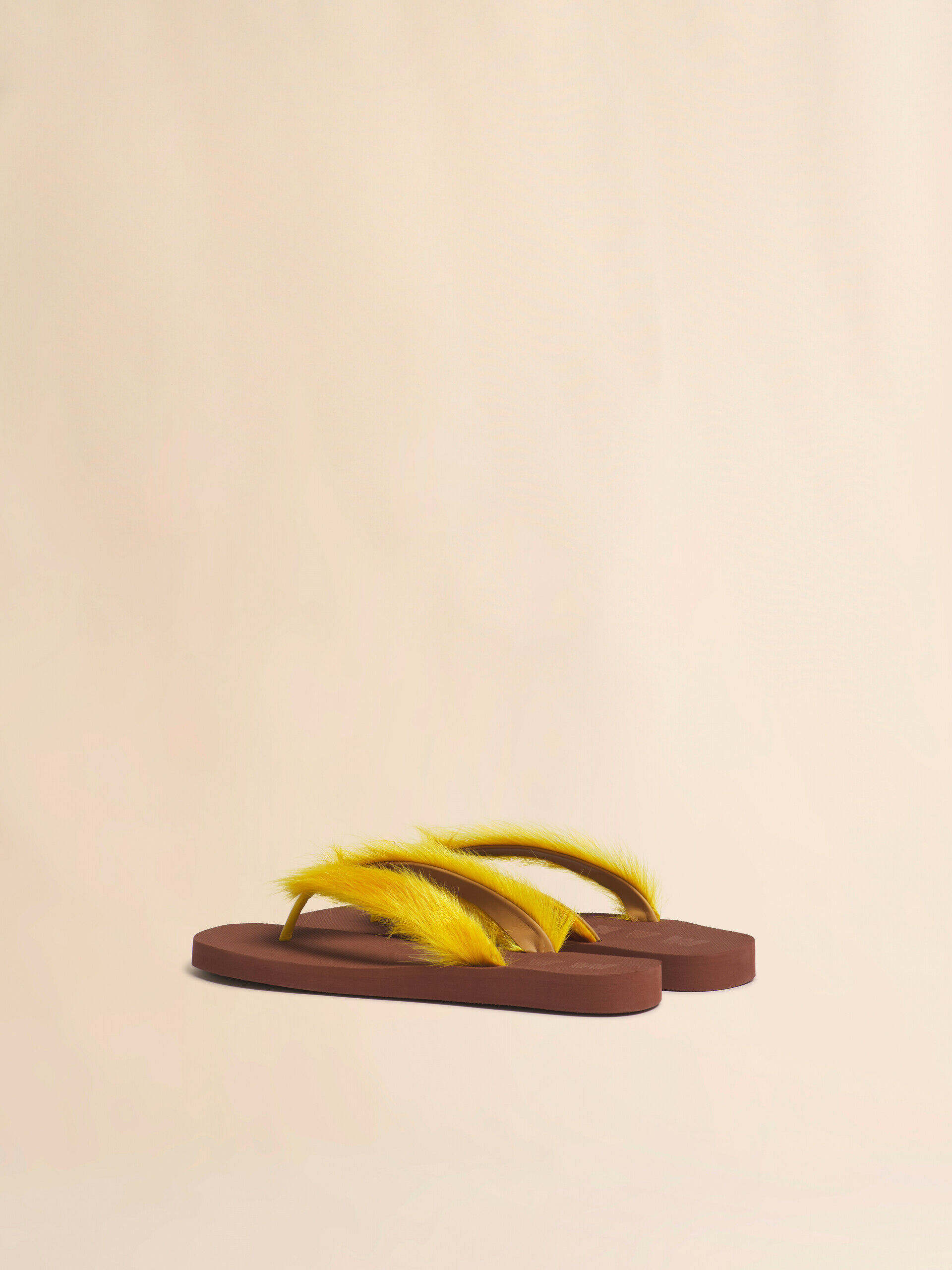 Brown and yellow ponyhair flip-flop | Marni