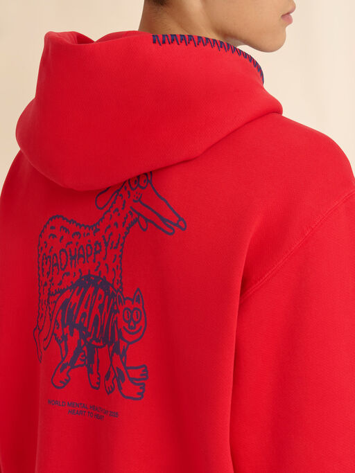 Marni + Madhappy red cotton zip hoodie with animal print - Sweaters