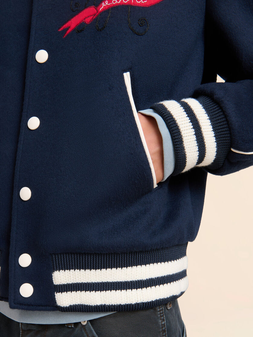 Bomberjacke aus dunkelblauem Filz mit Marni-Applikation, Image 5