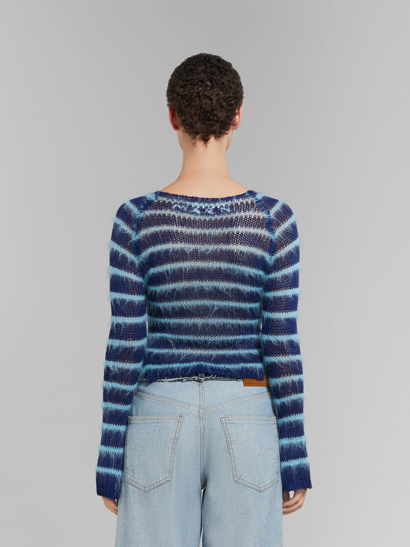 Blue boat-neck jumper with mohair stripes - Pullovers - Image 3