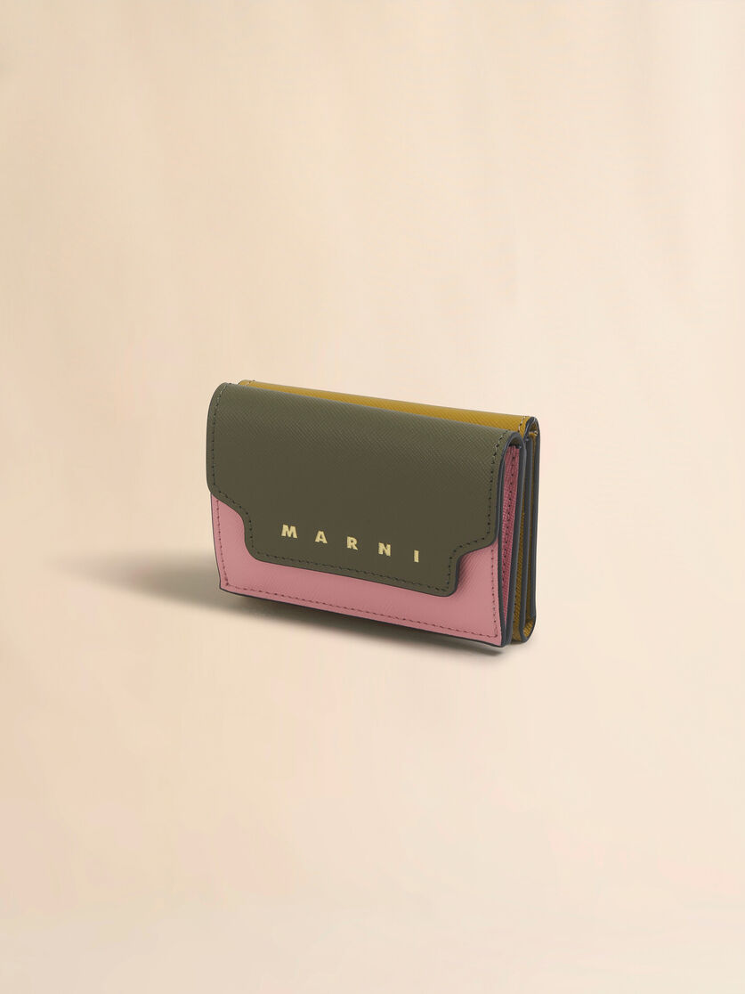 ブルー、ベージュ＆ライトブルー サフィアーノレザー製三つ折りウォレット - 財布 - Image 4