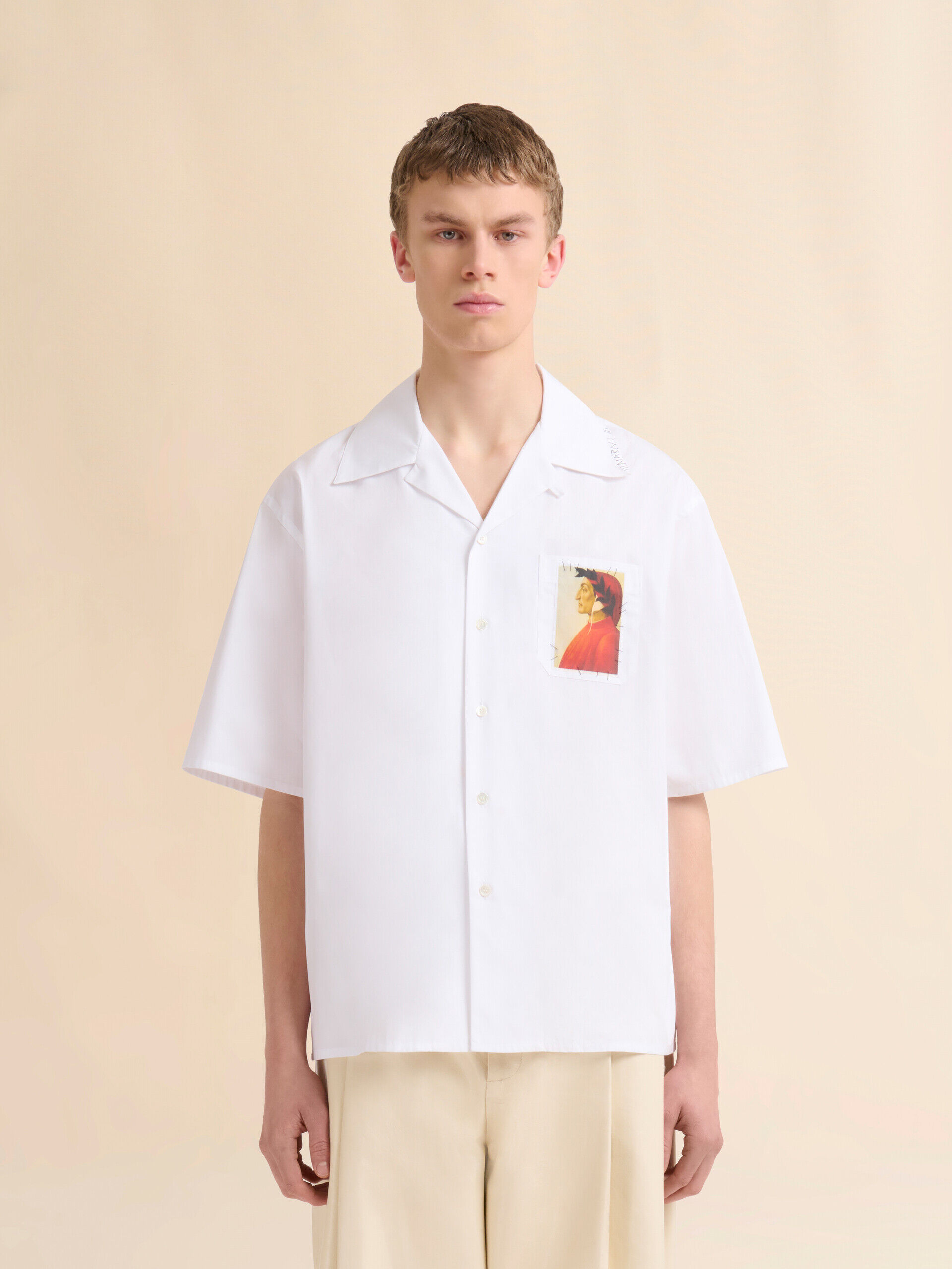 White poplin bowling shirt with Dante patch | Marni