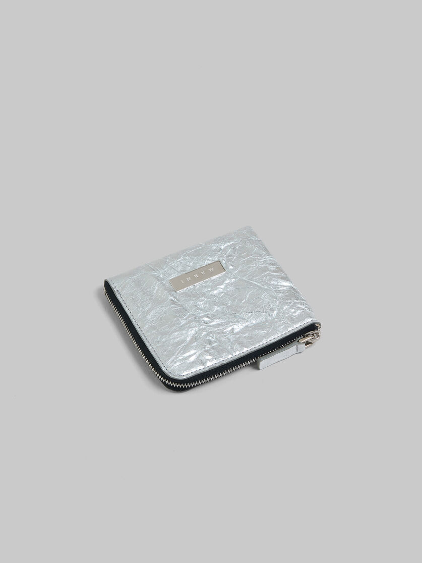 Portafoglio Prisma con zip in pelle color argento - Portafogli - Image 4