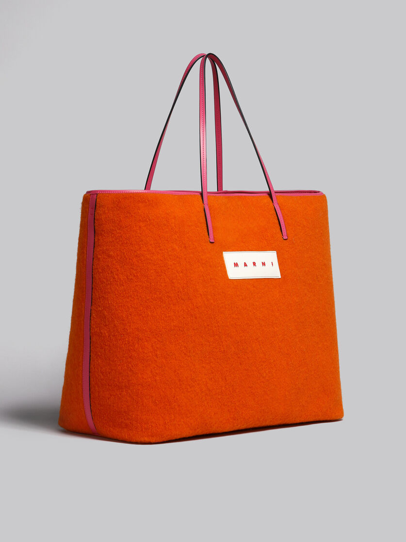 Medium reversible Janus Shopping Bag in orange felt and cotton - Shopping Bags - Image 6