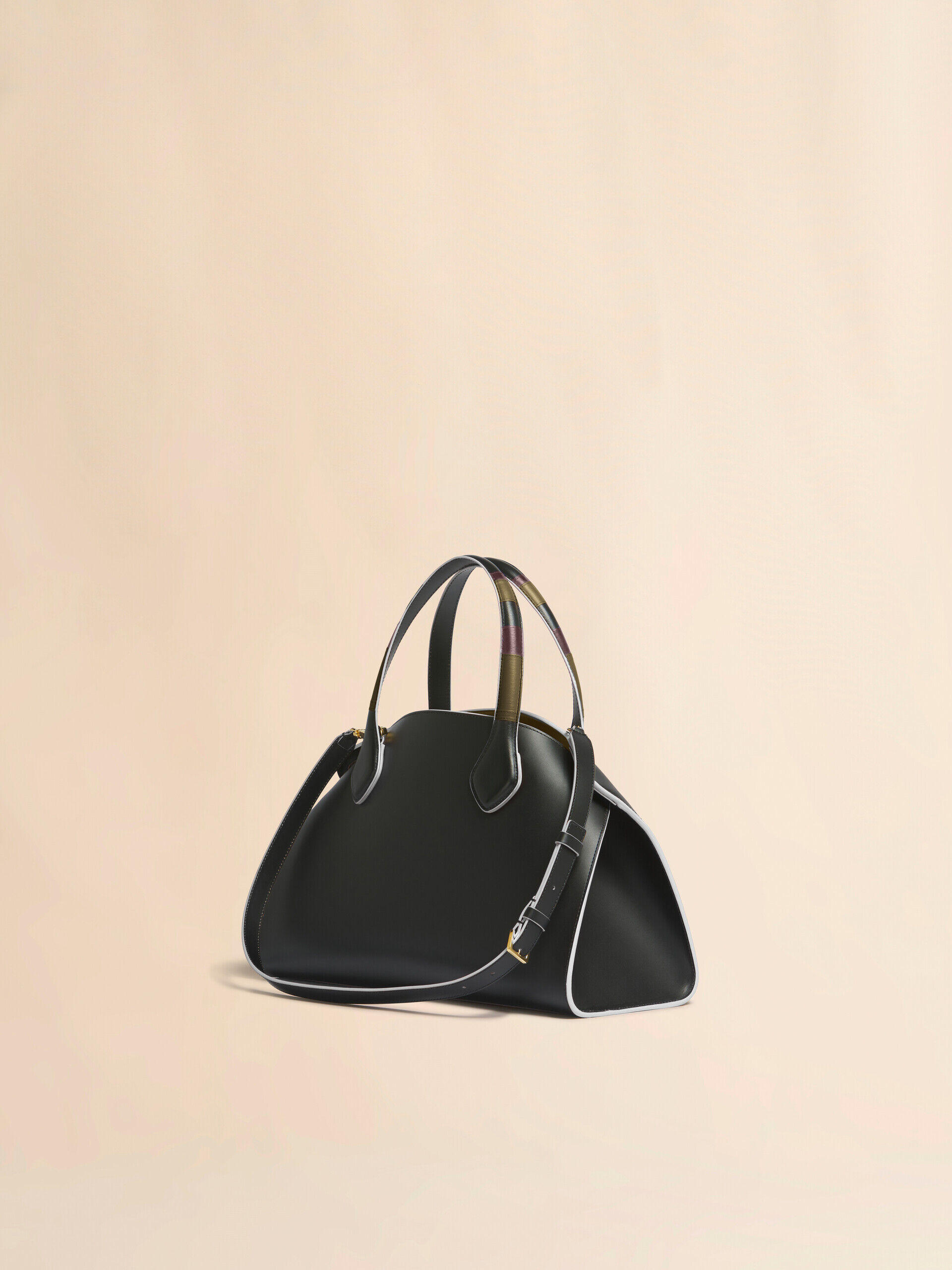 Black leather Overlap medium handbag | Marni