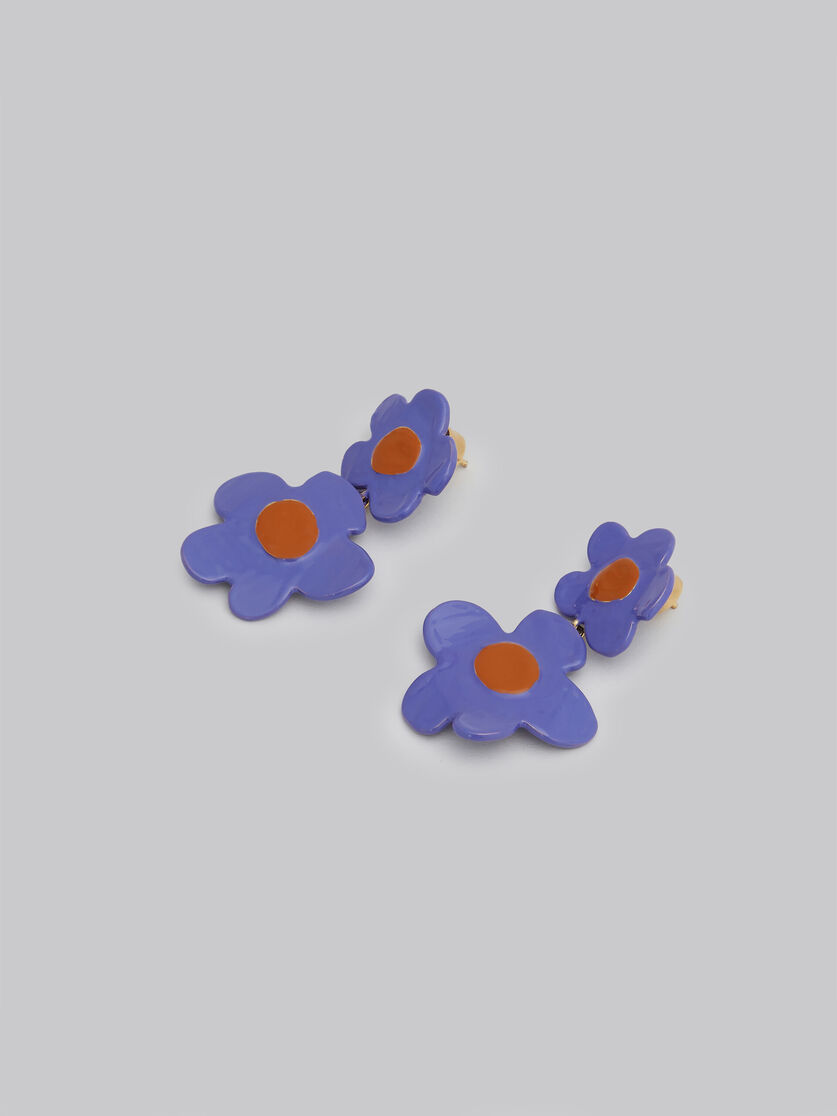 Earrings with two purple flowers - Earrings - Image 4