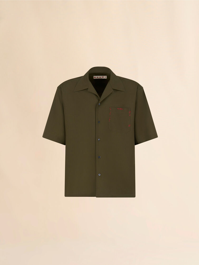 Deep blue tropical wool bowling shirt with Marni Mending - Shirts - Image 1