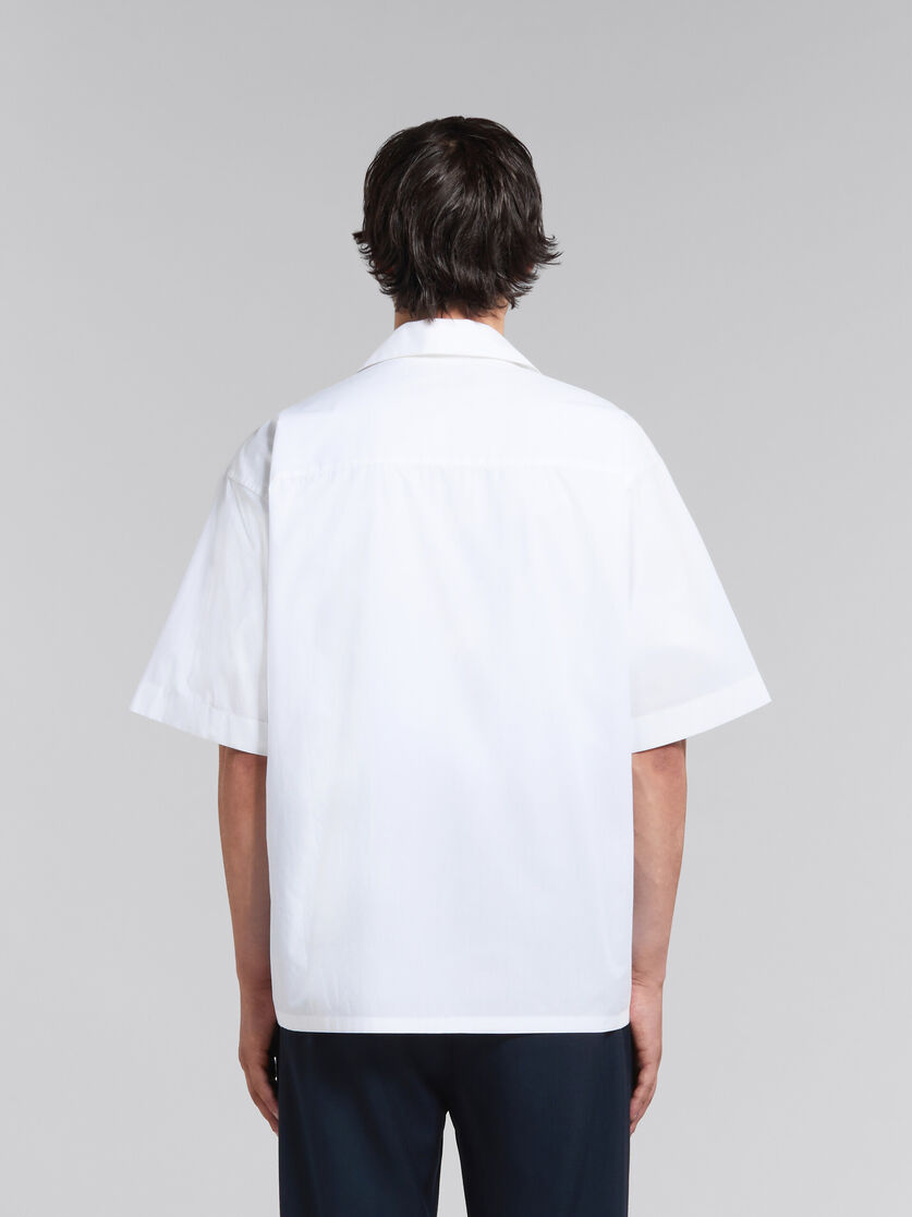 White organic poplin bowling shirt with hidden logo | Marni