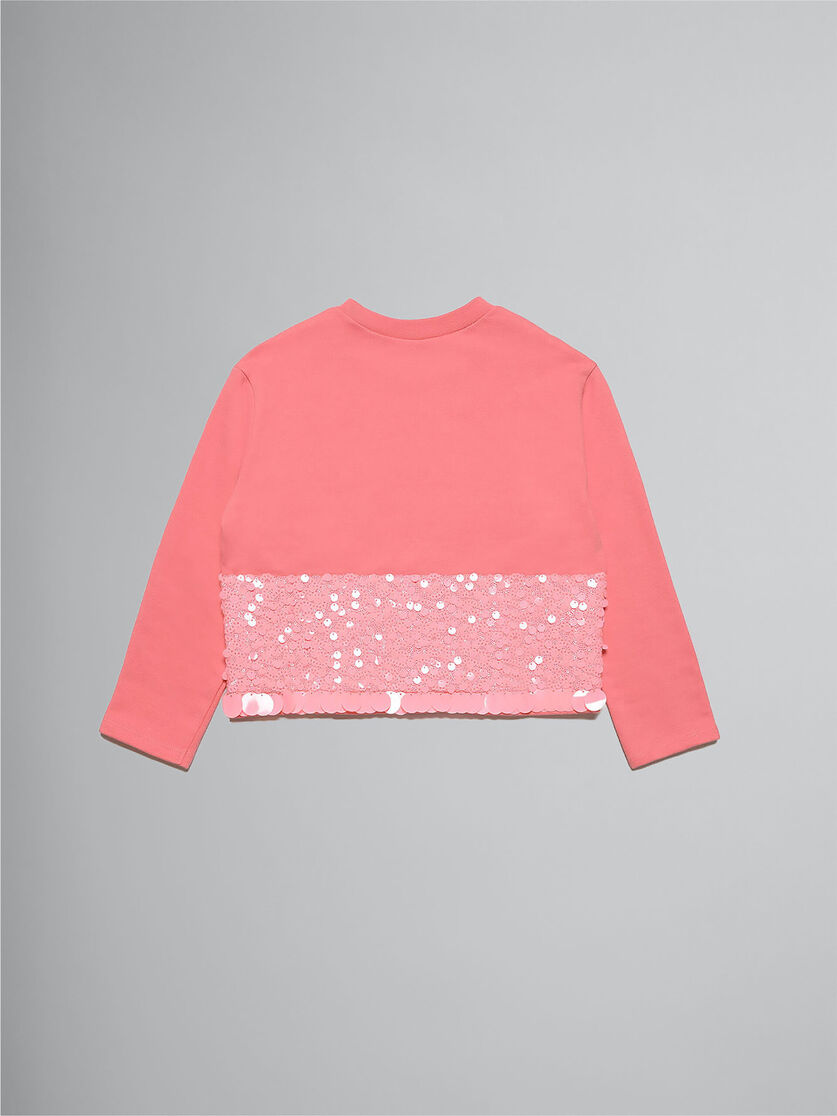 Pink cotton crewneck sweatshirt with sequins - Sweaters - Image 2