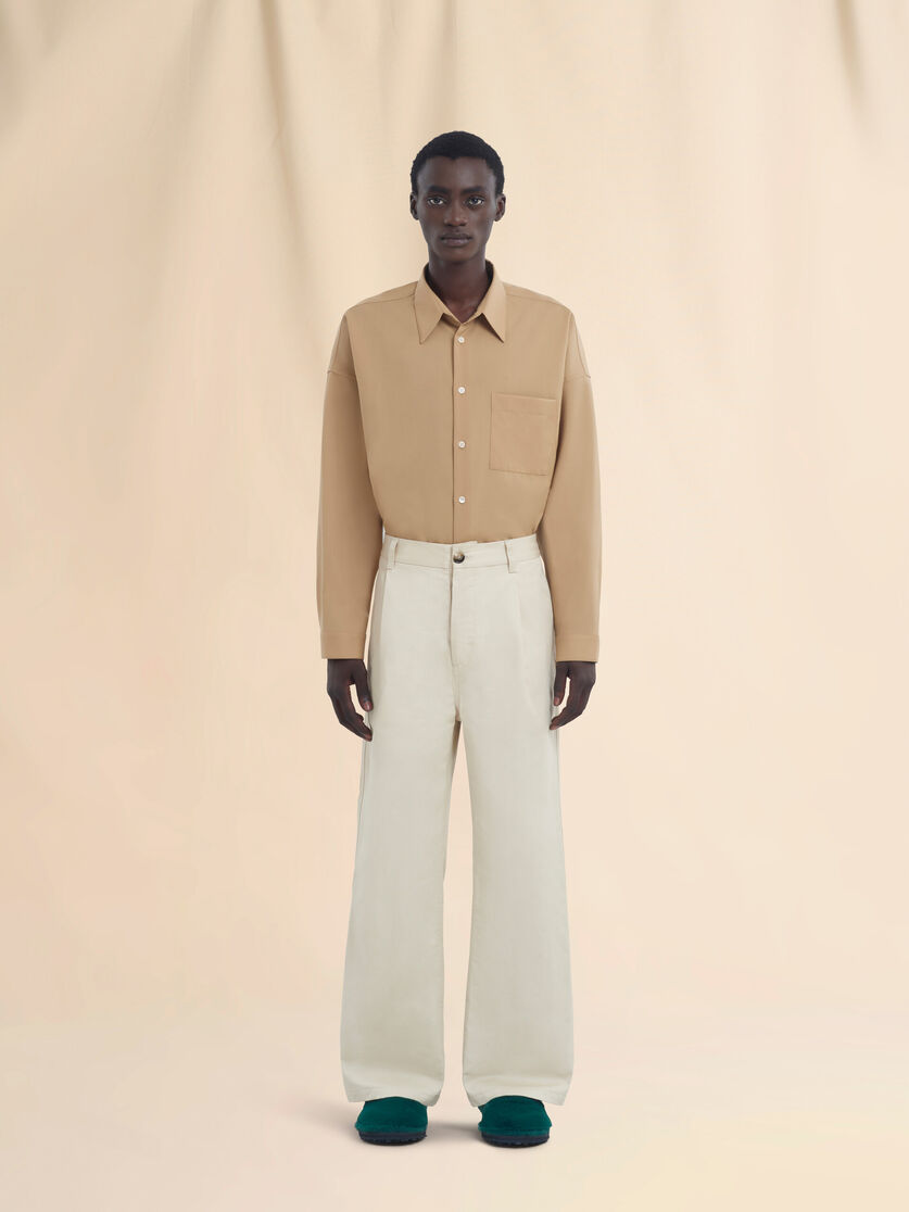 Straight leg ivory organic cotton trousers - Pants - Image 2