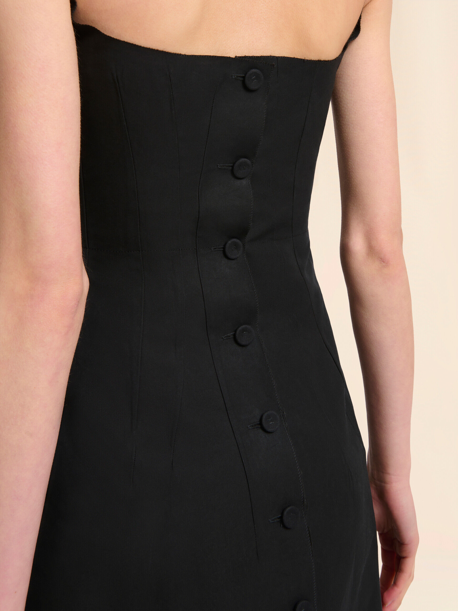 Black bonded poplin A-line dress with darts | Marni