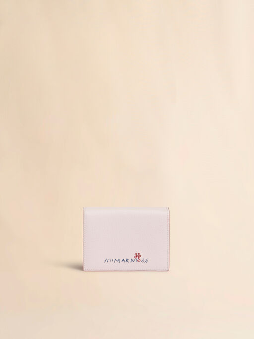 ピンク レザー製三つ折りウォレット、マルニメンディング入り - 財布