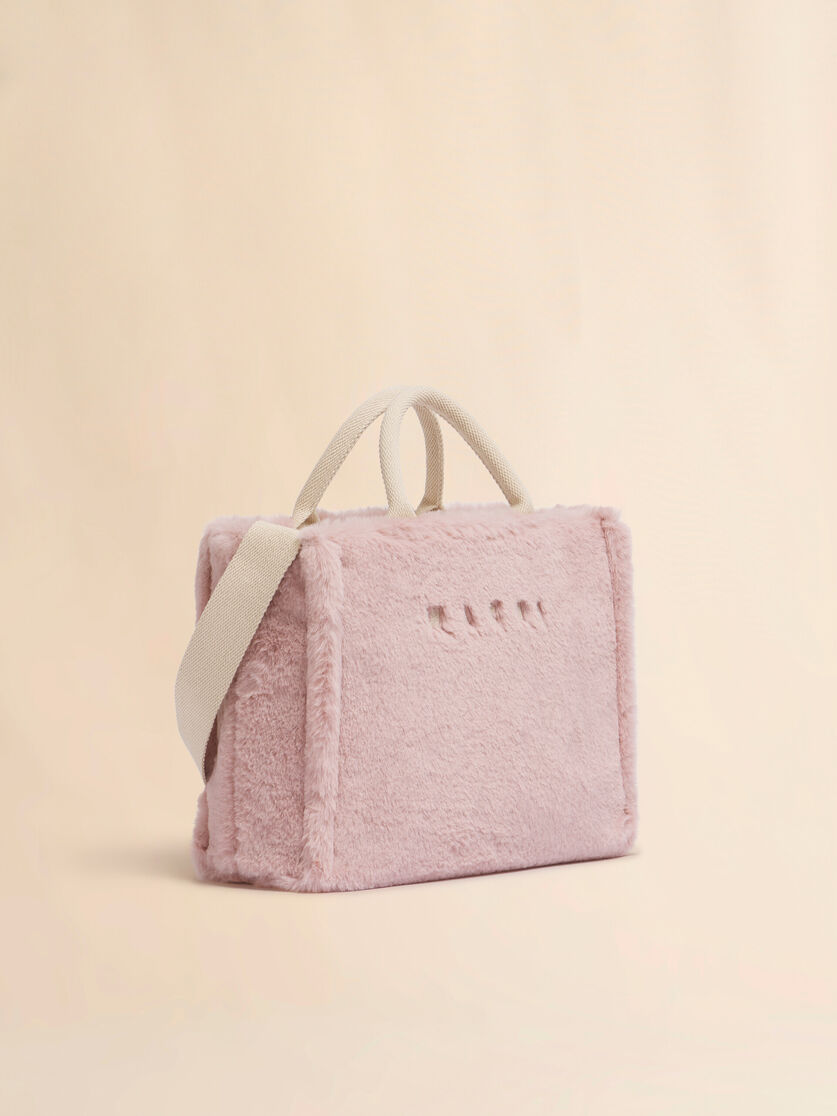 ライトブルー フェイクファー製バスケットショッパー - ショッピングバッグ - Image 6
