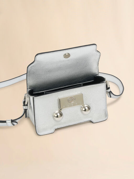 Mini-Umhängetasche Trunkaroo aus silbernem Leder - Schultertaschen
