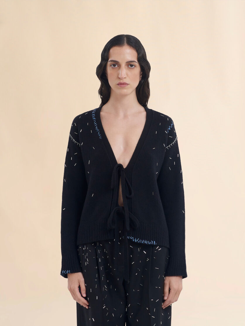 Long sleeved cardigan cashmere blend with pearl detail - Pullovers - Image 2