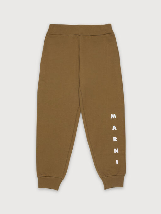 Brown cotton joggers with bold Marni logo - Pants