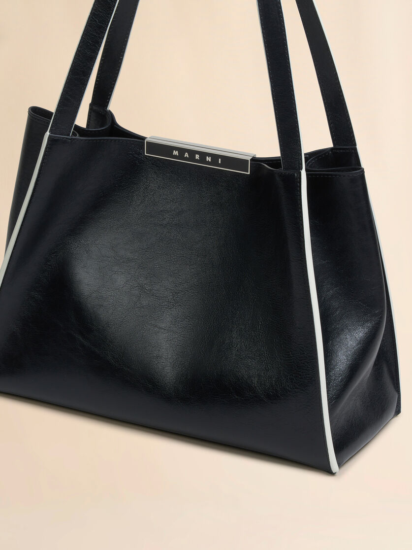 Black leather Cresta E/W small tote bag - Shopping Bags - Image 5