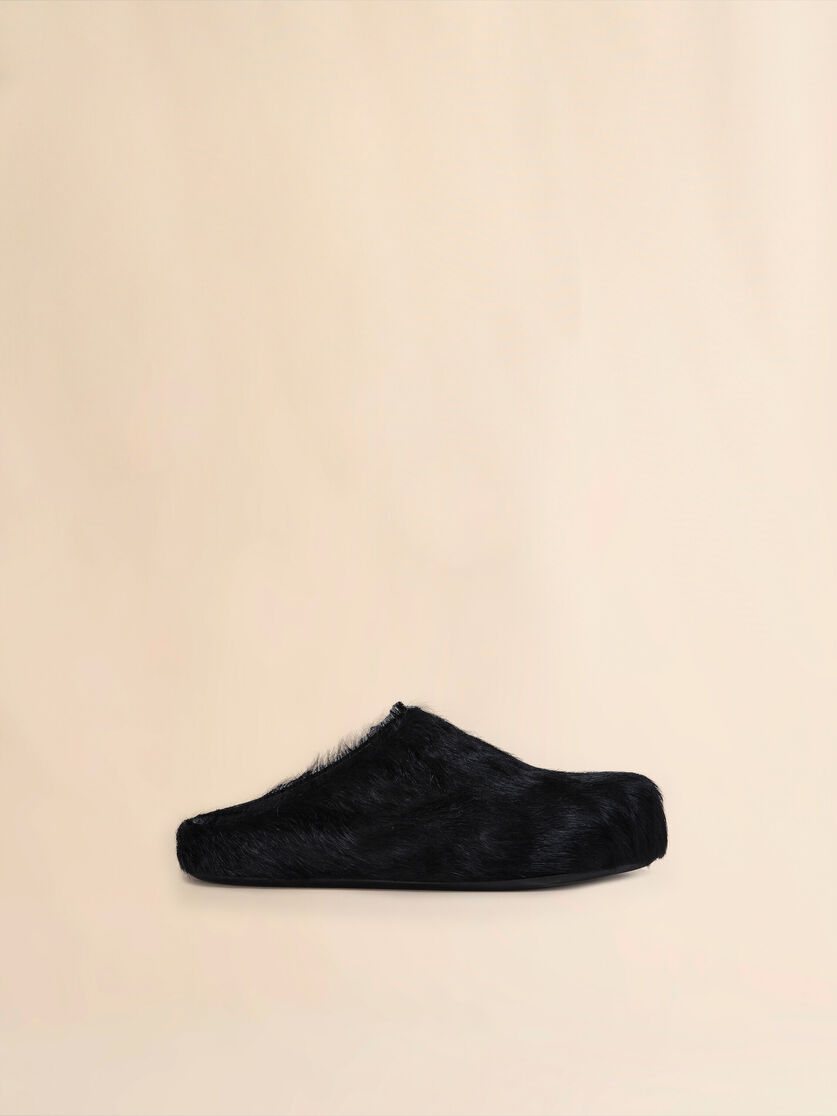 Blue long-hair calfskin Fussbett sabot - Clogs - Image 1