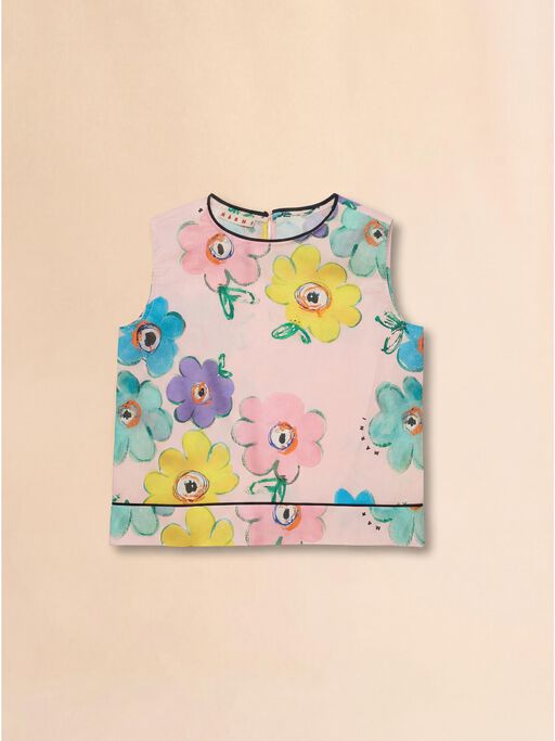 Top in cotone rosa con stampata Dessert Flower - Camicie