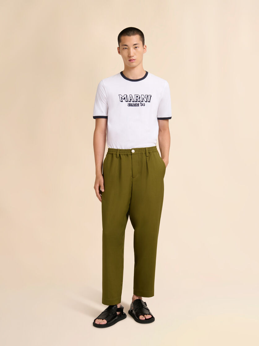 グリーン トロピカルウール製ルーズパンツ, Image 2