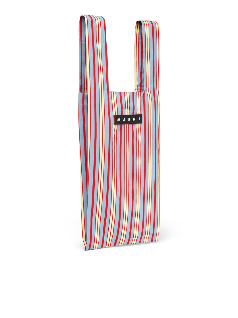 MARNI MARKET viscose shopping bag with pale blue and red stripes - Shopping Bags - Image 2