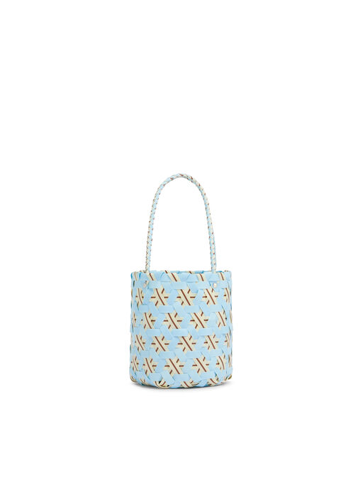 ライトブルー MARNI MARKET シリンダーシェイプ バスケットバッグ - ショッピングバッグ