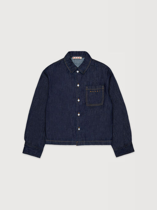 Camisa vaquera azul oscuro con logotipo Marni bordado - Camisas
