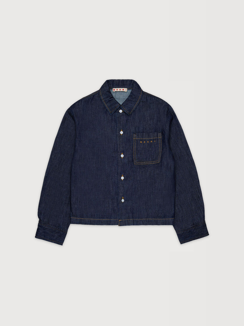 Chemise en denim bleu fonc&eacute; avec logo Marni brod&eacute;, Image 1