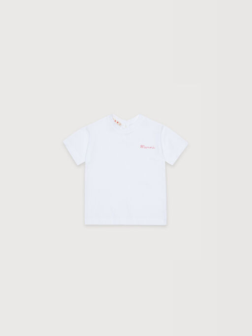 White cotton T-shirt with cursive Marni logo - T-shirts