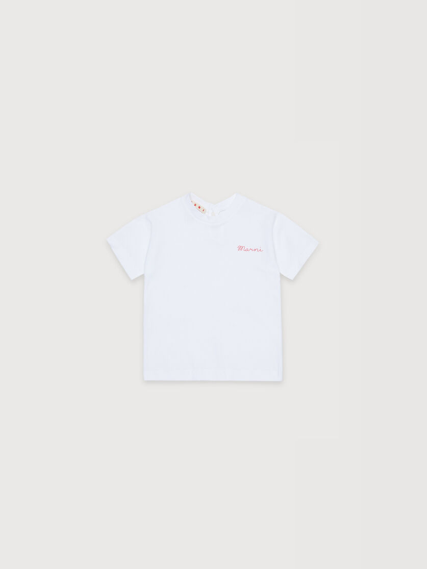 White cotton T-shirt with cursive Marni logo, Image 1