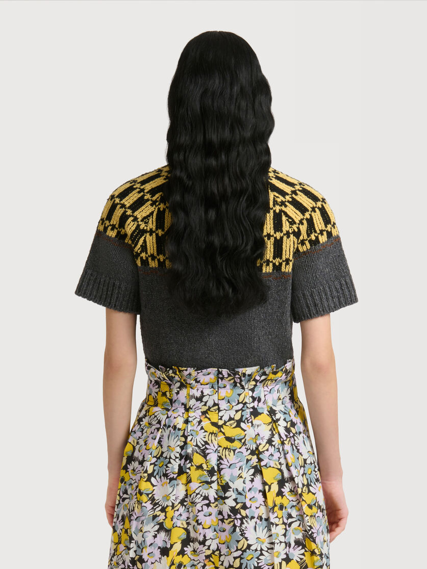 Grey wool jumper with geometric motif, Image 4
