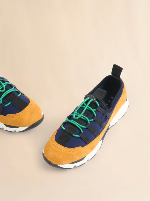 Blue and orange lycra lace-up Running Sneaker - Sneakers