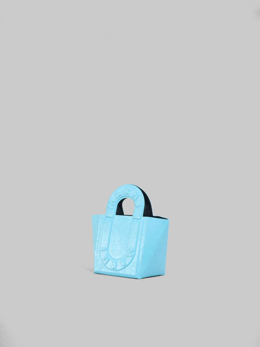 Kleine Tote Bag Sweedy aus türkisfarbenem Leder - Shopper - Image 2