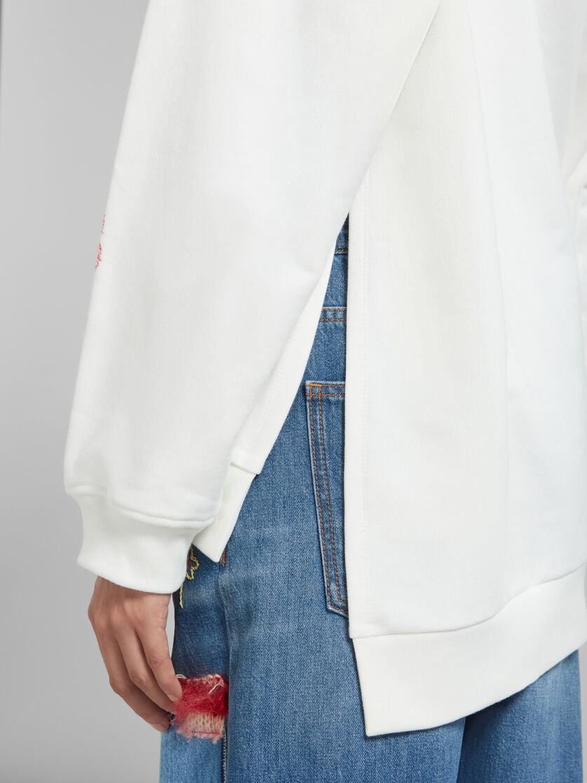 White cotton hoodie with Marni poppies - Sweaters - Image 5