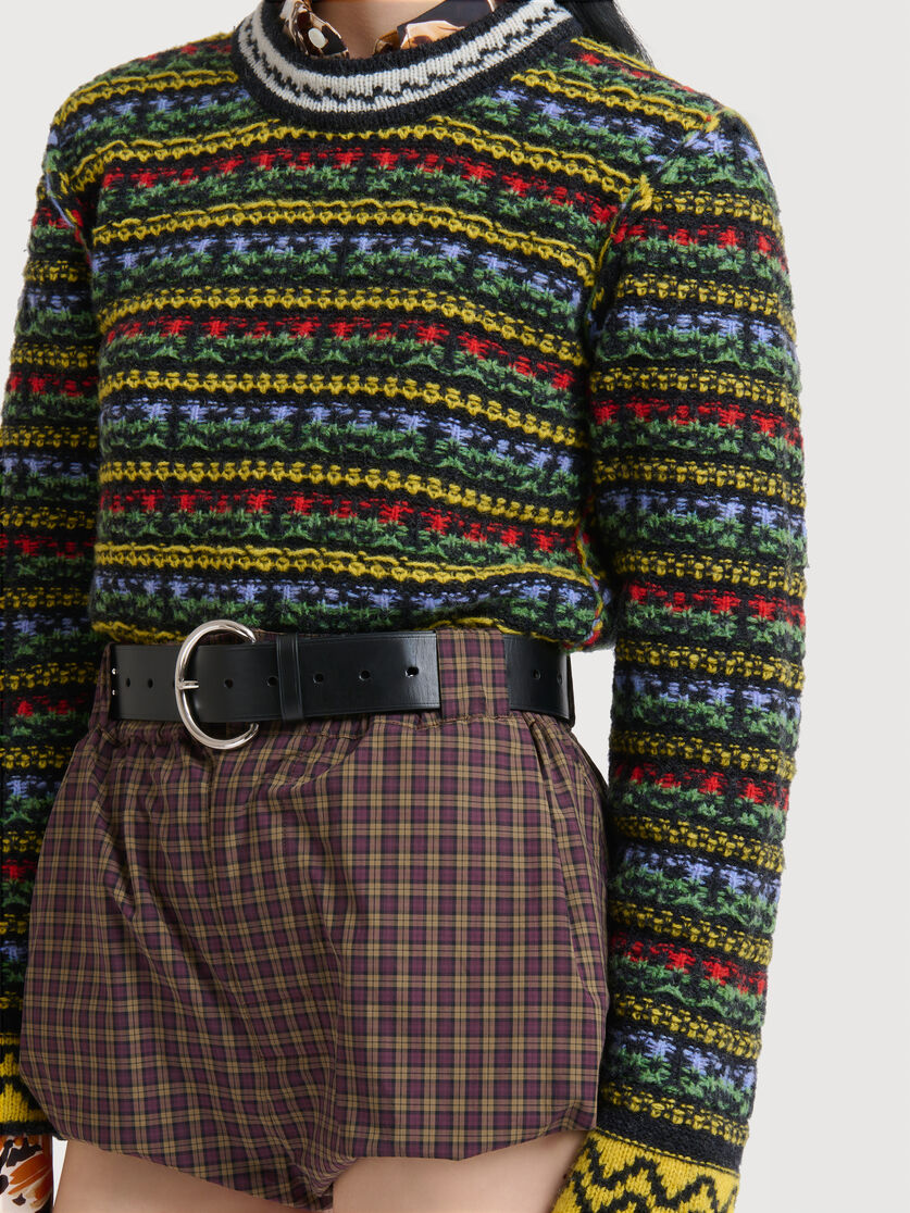 Black Shetland wool sweater with Fairisle motif, Image 5