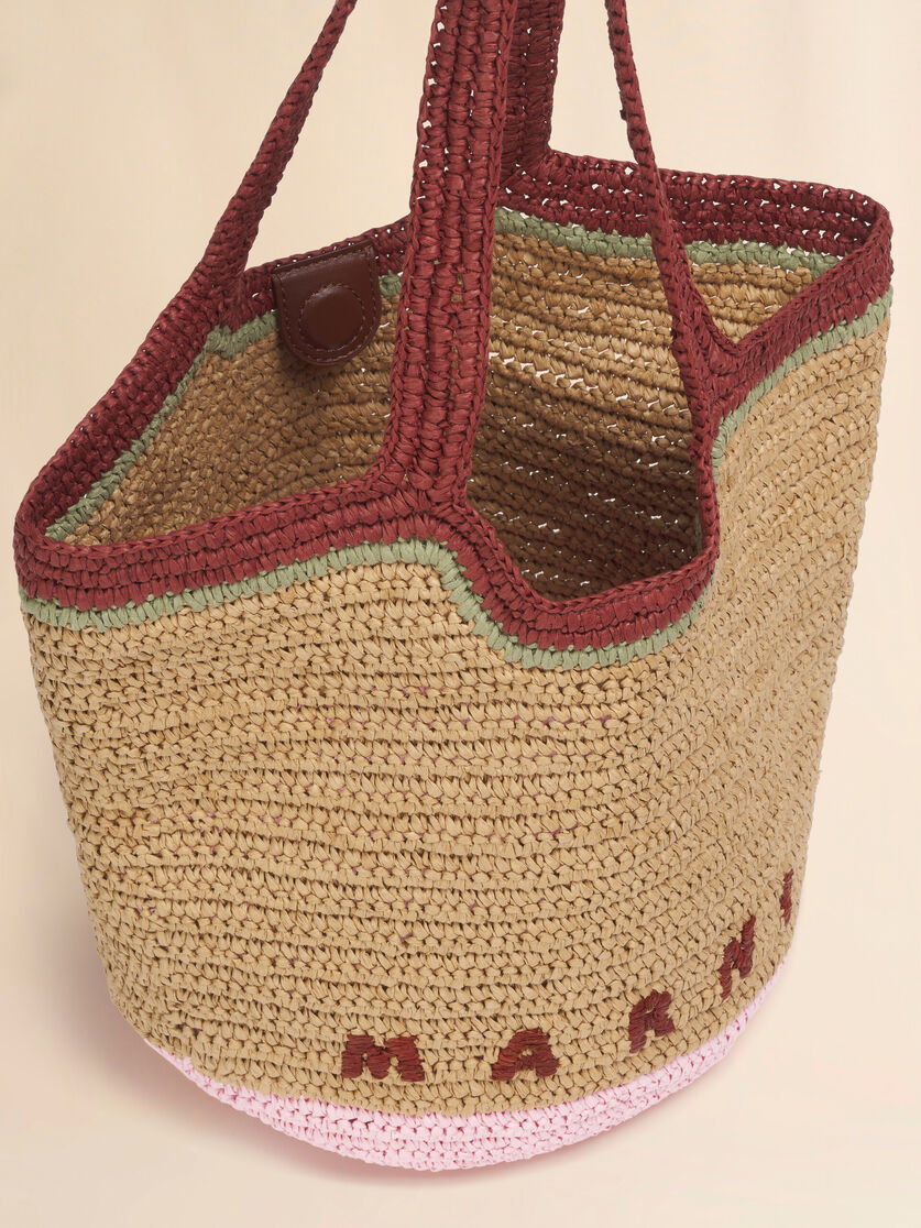 Burgundy and pink paper raffia Seaside hobo bag, Image 3