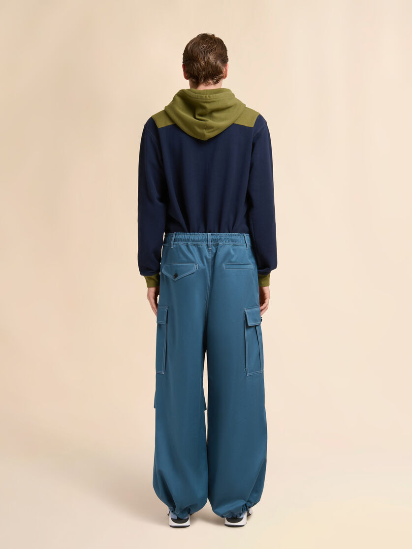Turquoise water-repellent gabardine workwear trousers, Image 3