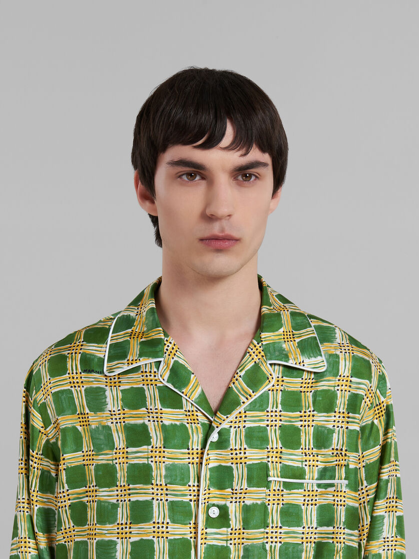Green silk twill shirt with Check Fields print | Marni