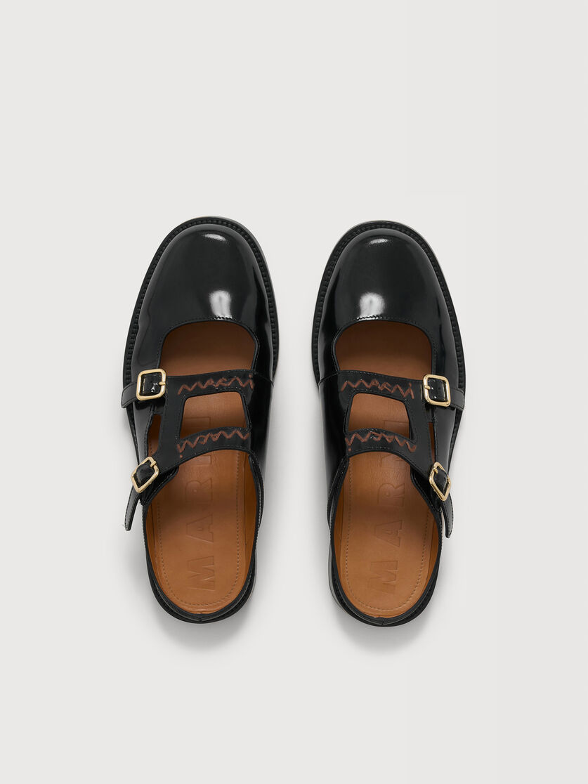 Black leather loafer with double buckle, Image 4