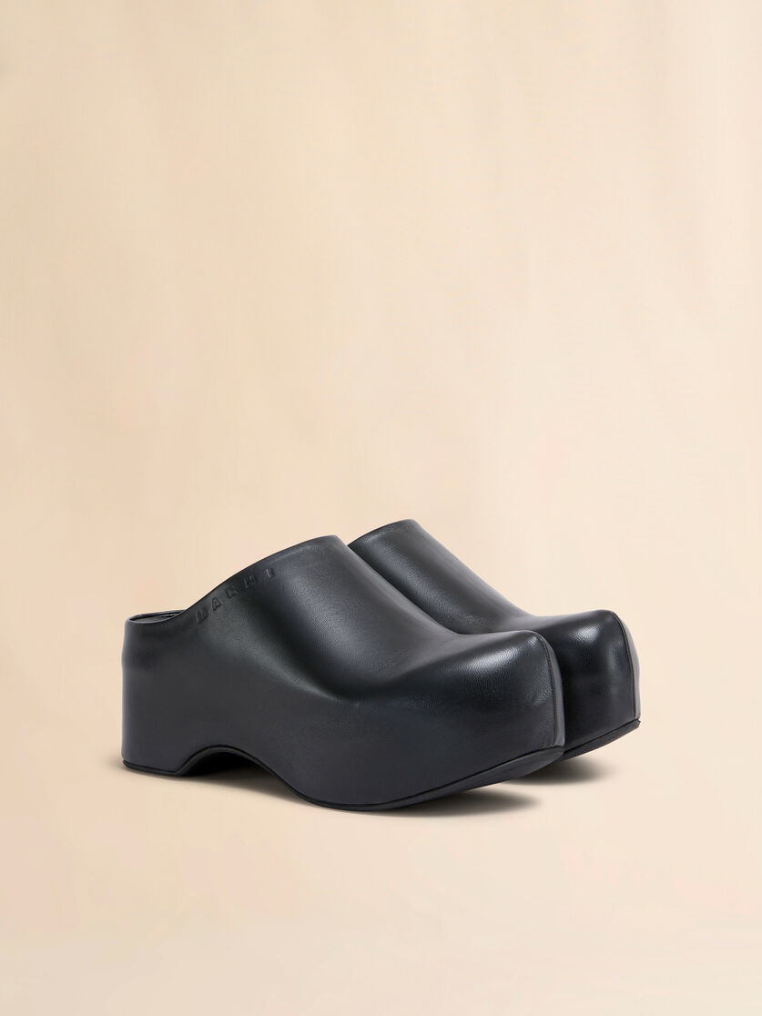 Black leather chunky clog sabot - Sandals - Image 2